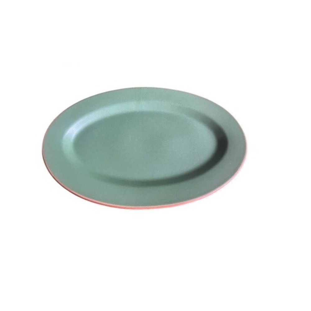 Casa‎ Verde Terra Cotta Oval Serving Platter Sage Green 18 Inch Portugal WSP